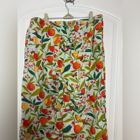 Printfresh Butterfly Grove Orange Fruit Print Pajama Pants Size L cozy lounge - Picture 4 of 11